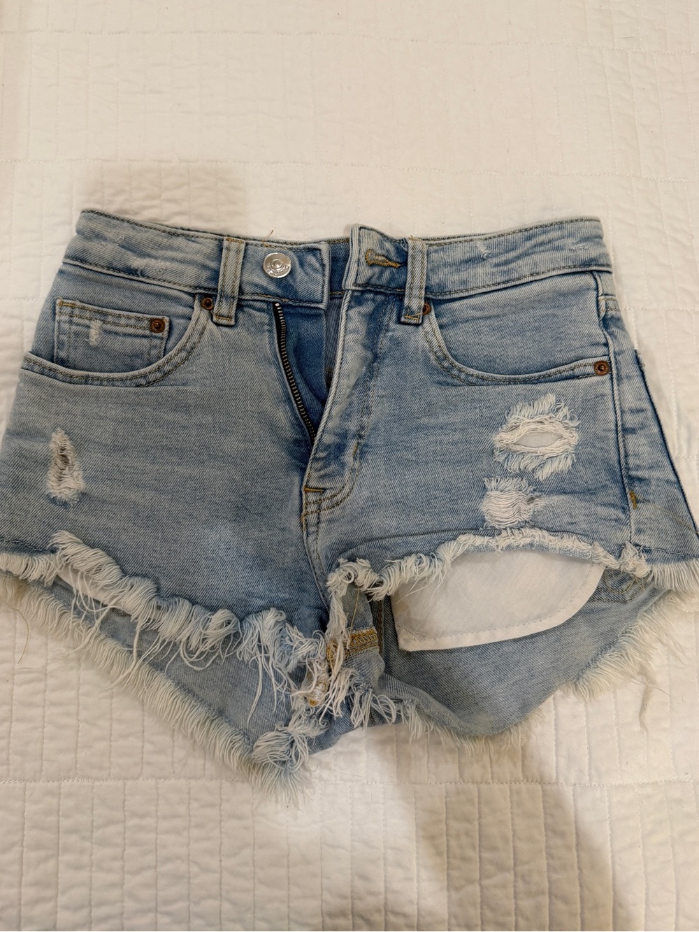 H&M Light Blue Distressed Denim Shorts